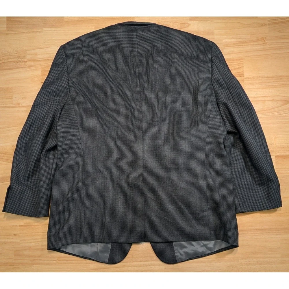 Bill Blass Menswear Grey Wool Houndstooth Blazer Sport Coat Mens 50R Mexico